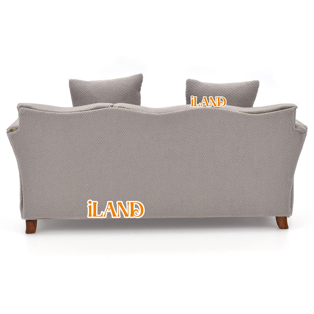 iland dollhouse couch khaki drills pillow detail emphasizes plush padding for realism