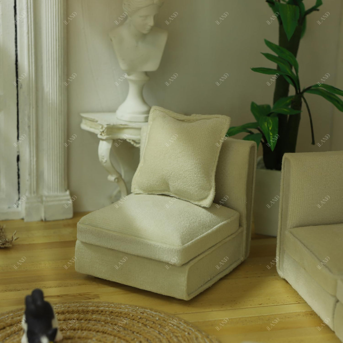 iland dollhouse decor and collectibles scene with miniature furniture.