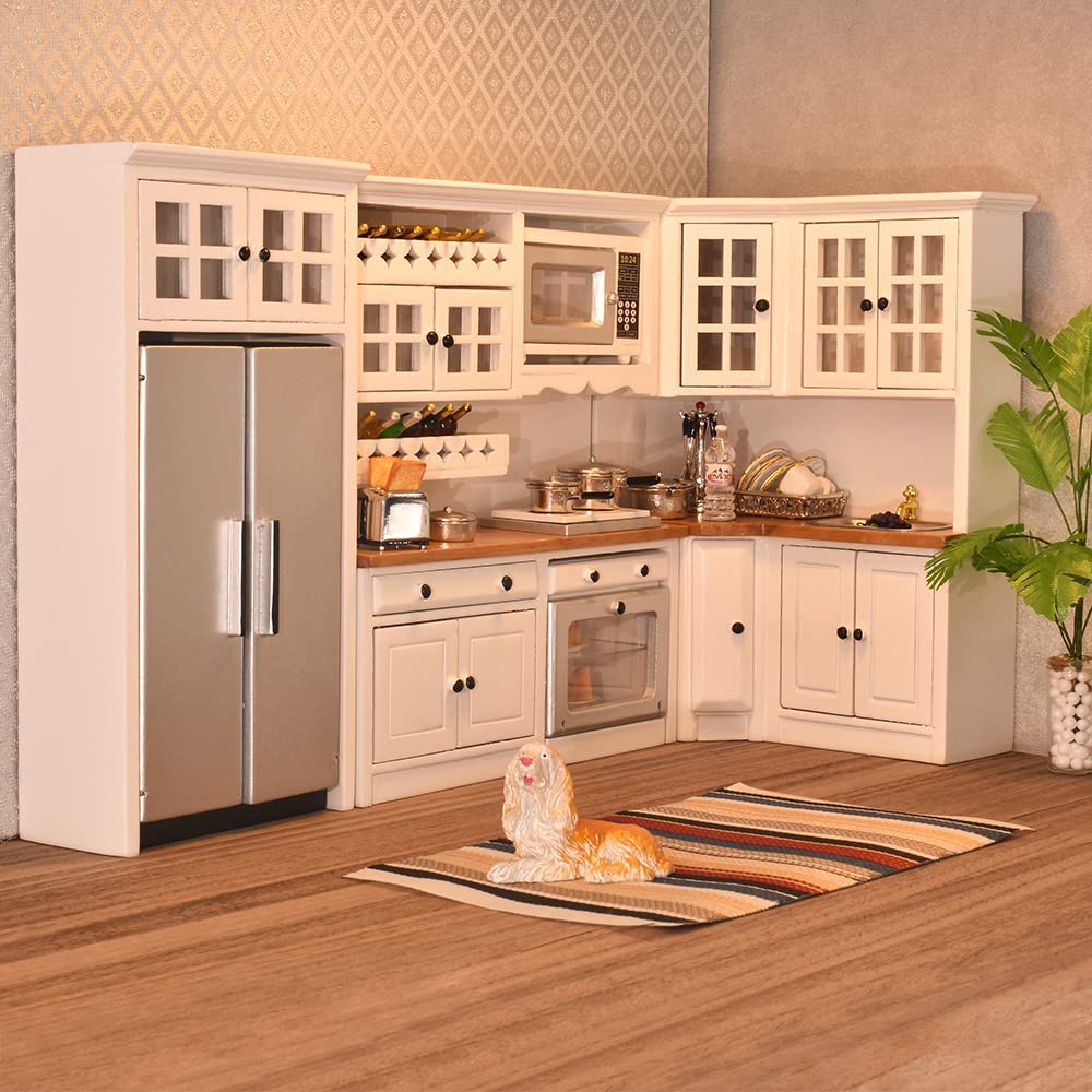 iland dollhouse kitchen modern cabinets close-up shows authentic detailing for imaginative play