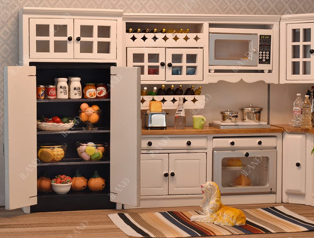 iland dollhouse kitchen refrigerator detail enhances storage realism in tiny homes