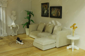 iland white velvet dollhouse sofa layout ideas for elegant rooms.