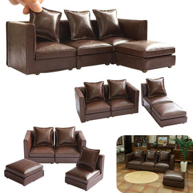 iland dollhouse sectional couch in brown faux leather for stylish mini living rooms