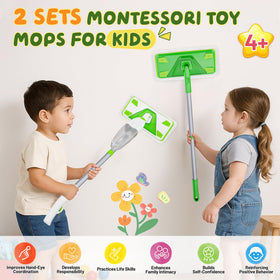ILAVCLEAN toddler flat dry mop with small-hand grip.
