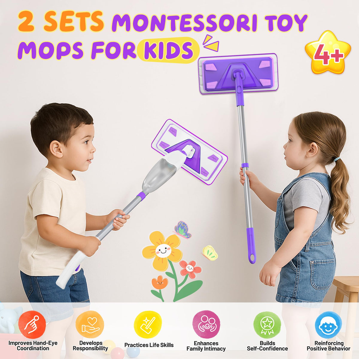 ILAVCLEAN toy mop flat dry setup for independent play
