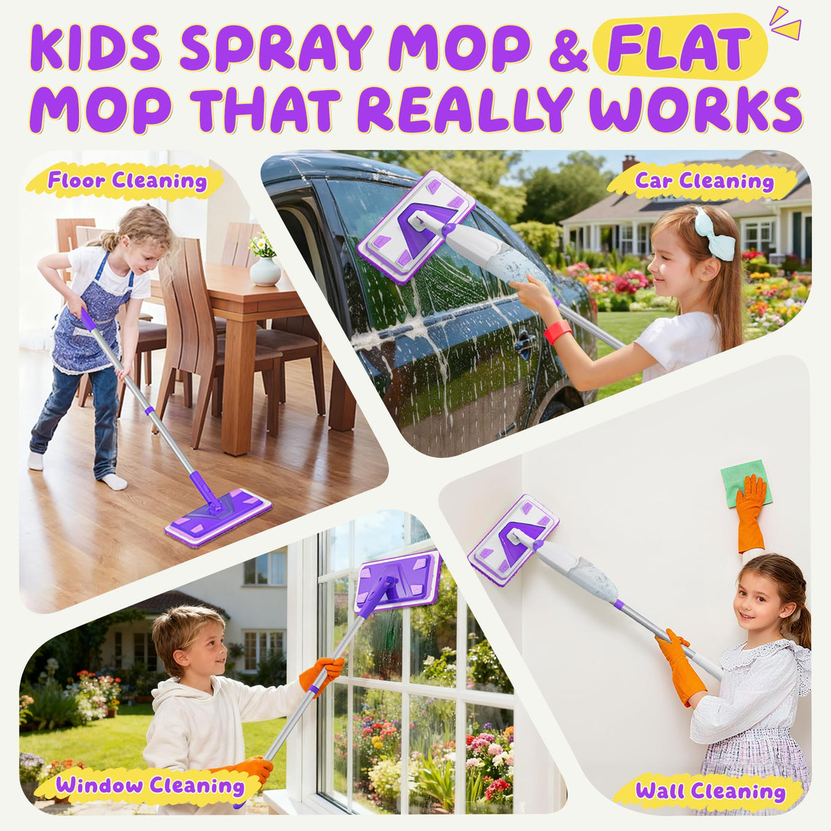 ILAVCLEAN kids sized mop set supports motor skills