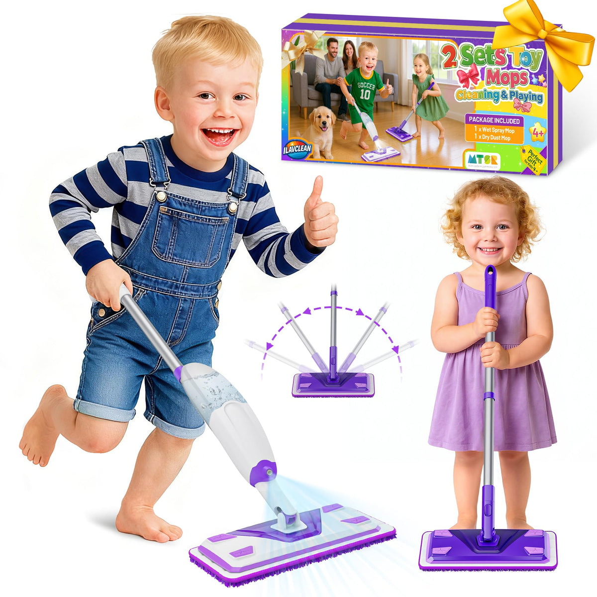 ILAVCLEAN toy mop with spray function for kids