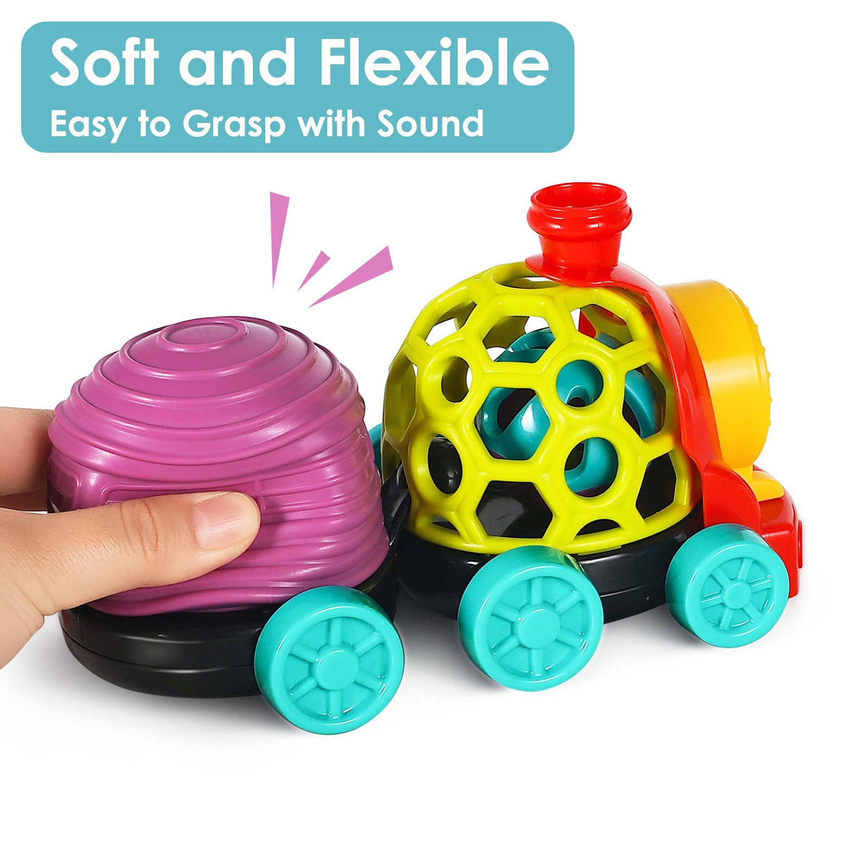 ilearn baby rattle car: compact grip-friendly design for tiny hands