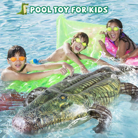 ILEISURELY waterproof PVC alligator pool float resists splashes and outdoor use.
