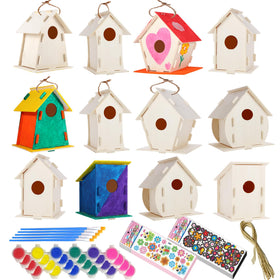 ILHSTY 12-pack birdhouse kit assembly: easy to build for kids during crafts class.