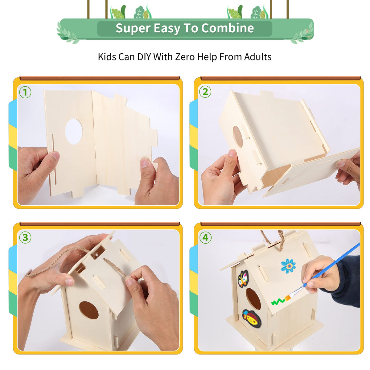 ILHSTY birdhouse style-2 features smooth plywood for safe, easy painting