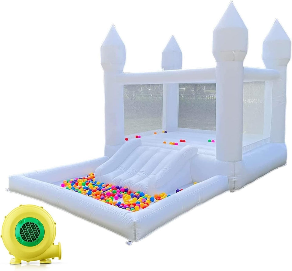 iLink-outer White Bounce House exterior showcases a clean party centerpiece for kids