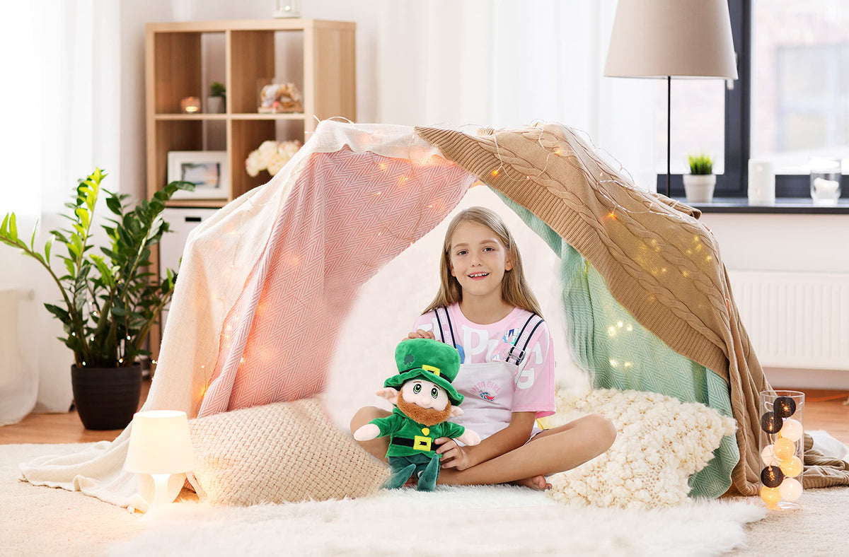 illuOKey Leprechaun plush velvety texture offers cozy, safe cuddling for kids.