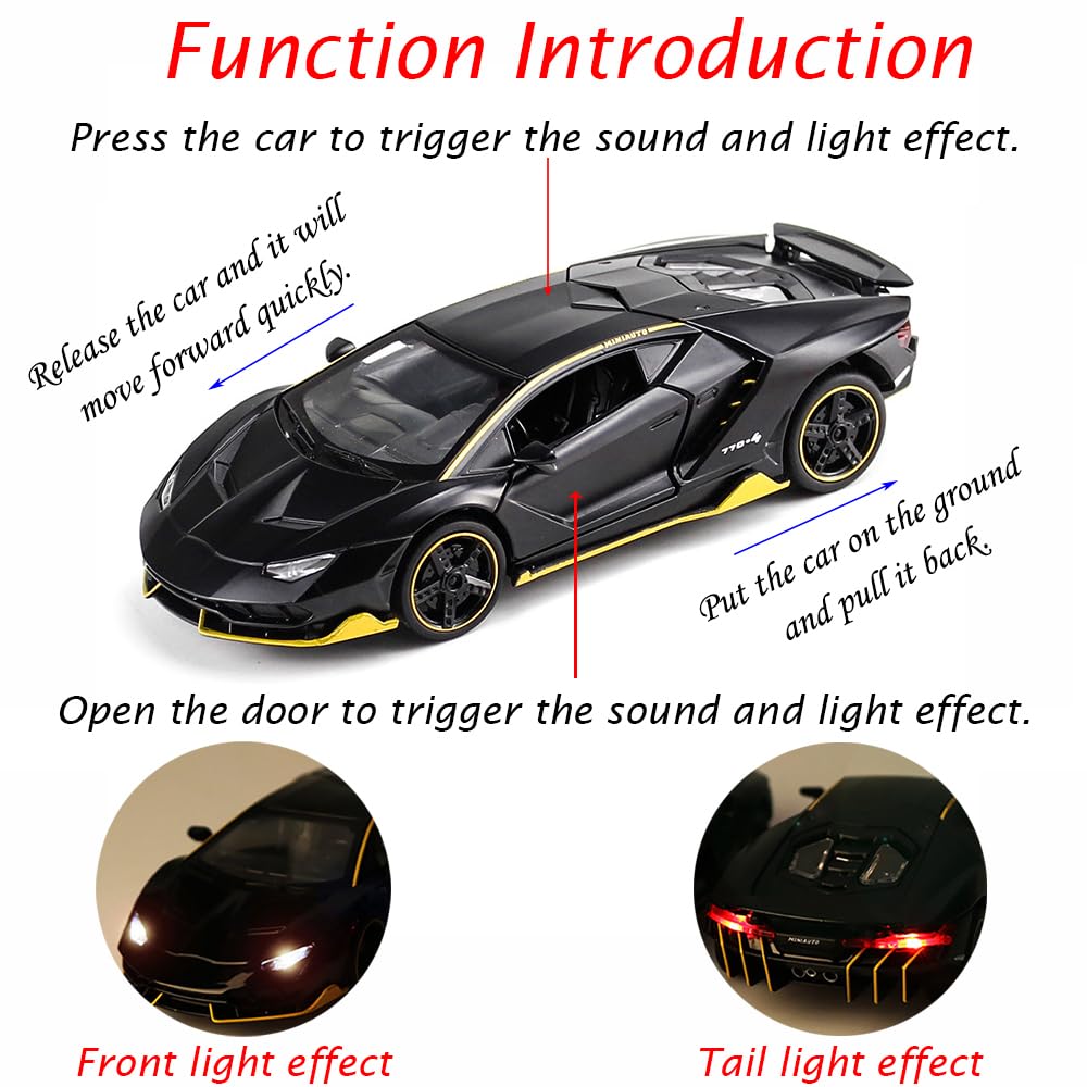 iLooboo Alloy Black Lambo with lights and sounds feature for interactive play