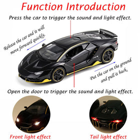 iLooboo Alloy Black Lambo with lights and sounds feature for interactive play
