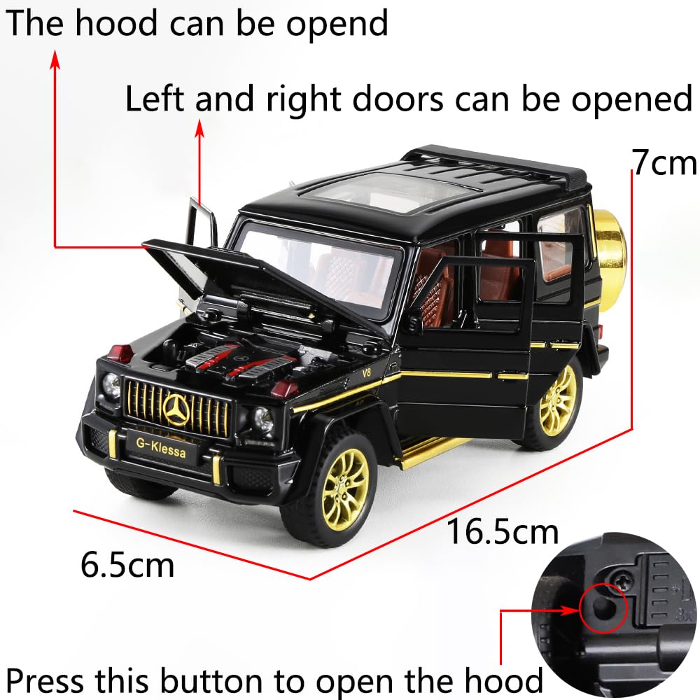 iLooboo G63 toy car with open doors, hood, and trunk for interactive play