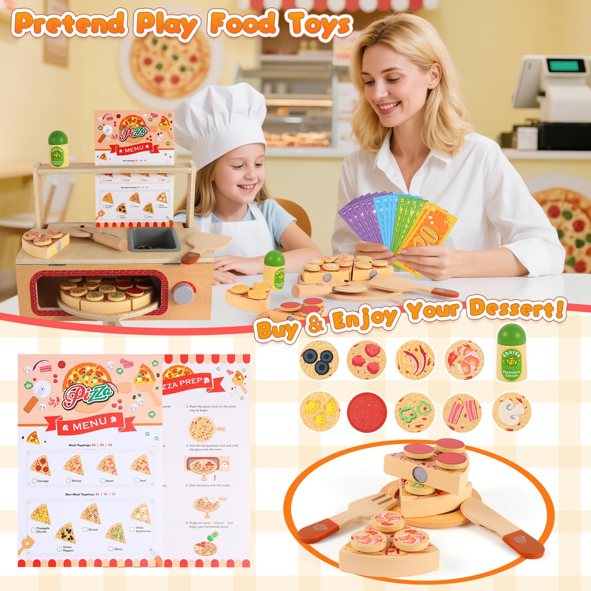 iLuckinSpri pizza-cutter supports safe, precise slicing during kitchen pretend play.