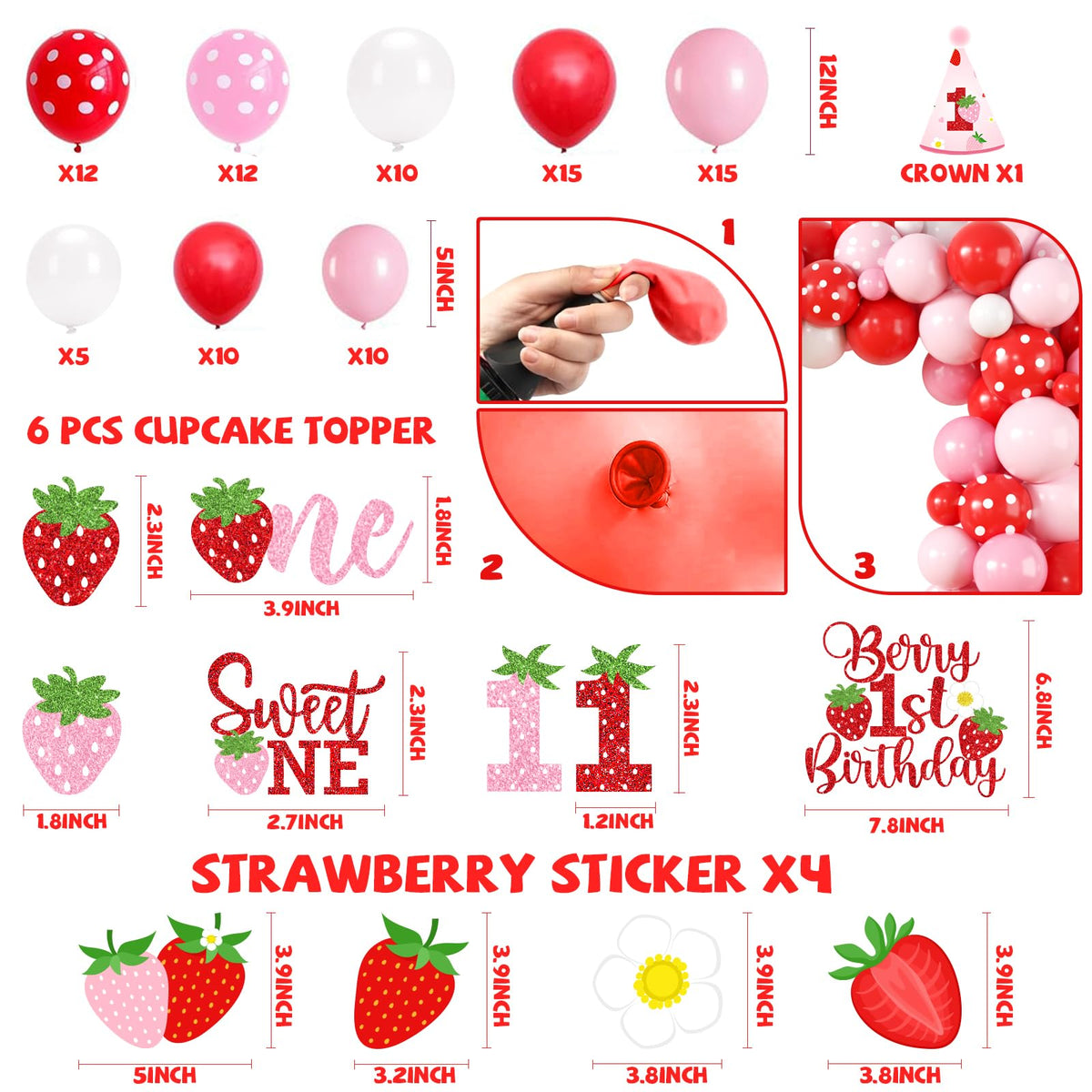 ILUIGGW strawberry cupcake toppers, adorable accents for party bites
