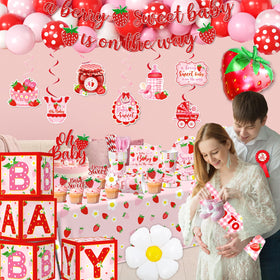 ILUIGGW strawberry foil balloon adds shiny accents for a strawberry theme party
