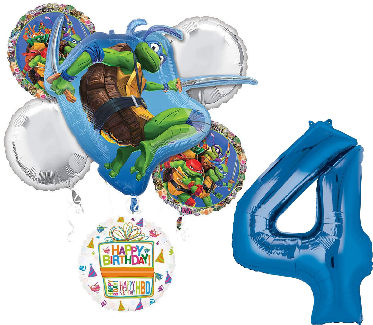 TMNT Theme 4th Birthday Party Supplies Ninja Turtle Mayhem Balloon Bouquet Decorations