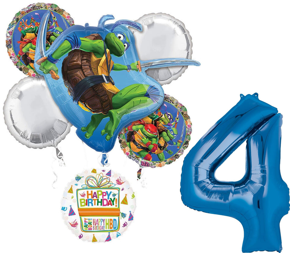 TMNT Theme 4th Birthday Party Supplies Ninja Turtle Mayhem Balloon Bouquet Decorations