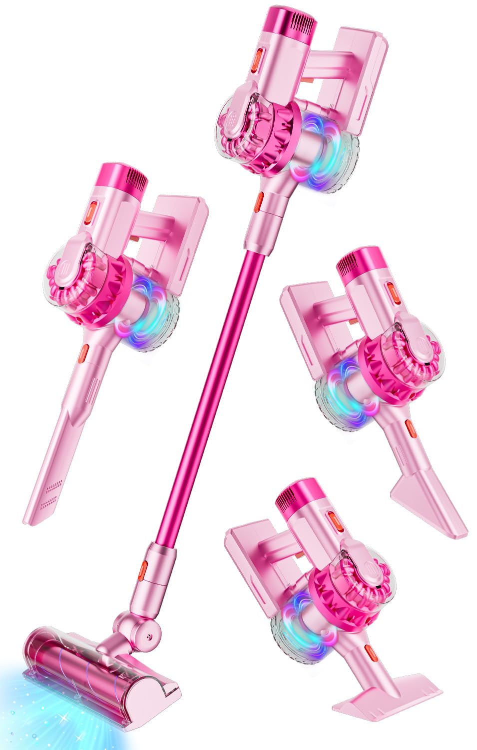 BLAXTEM 4-in-1 Kids Toy Vacuum – Pink with Lights & Sounds, 4 Attachments