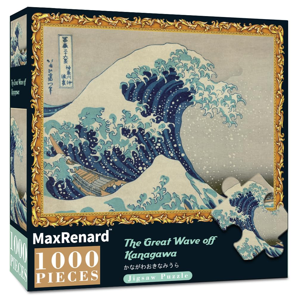 MaxRenard Game 1000 Pieces Jigsaw Puzzle for Adult Fine Art Collection Toy The Great Wave Off Kanagawa Puzzle