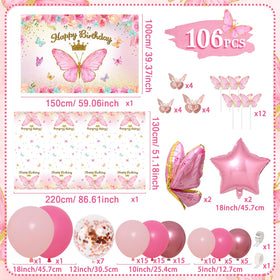 FengRise 3D butterfly foil balloons and stars add shimmer accents