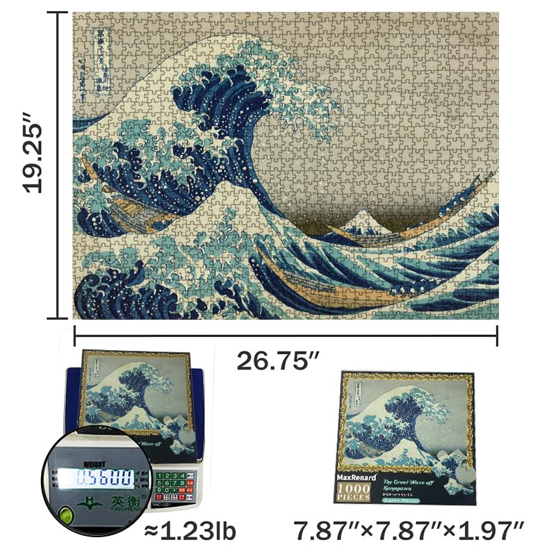 MaxRenard Game 1000 Pieces Jigsaw Puzzle for Adult Fine Art Collection Toy The Great Wave Off Kanagawa Puzzle