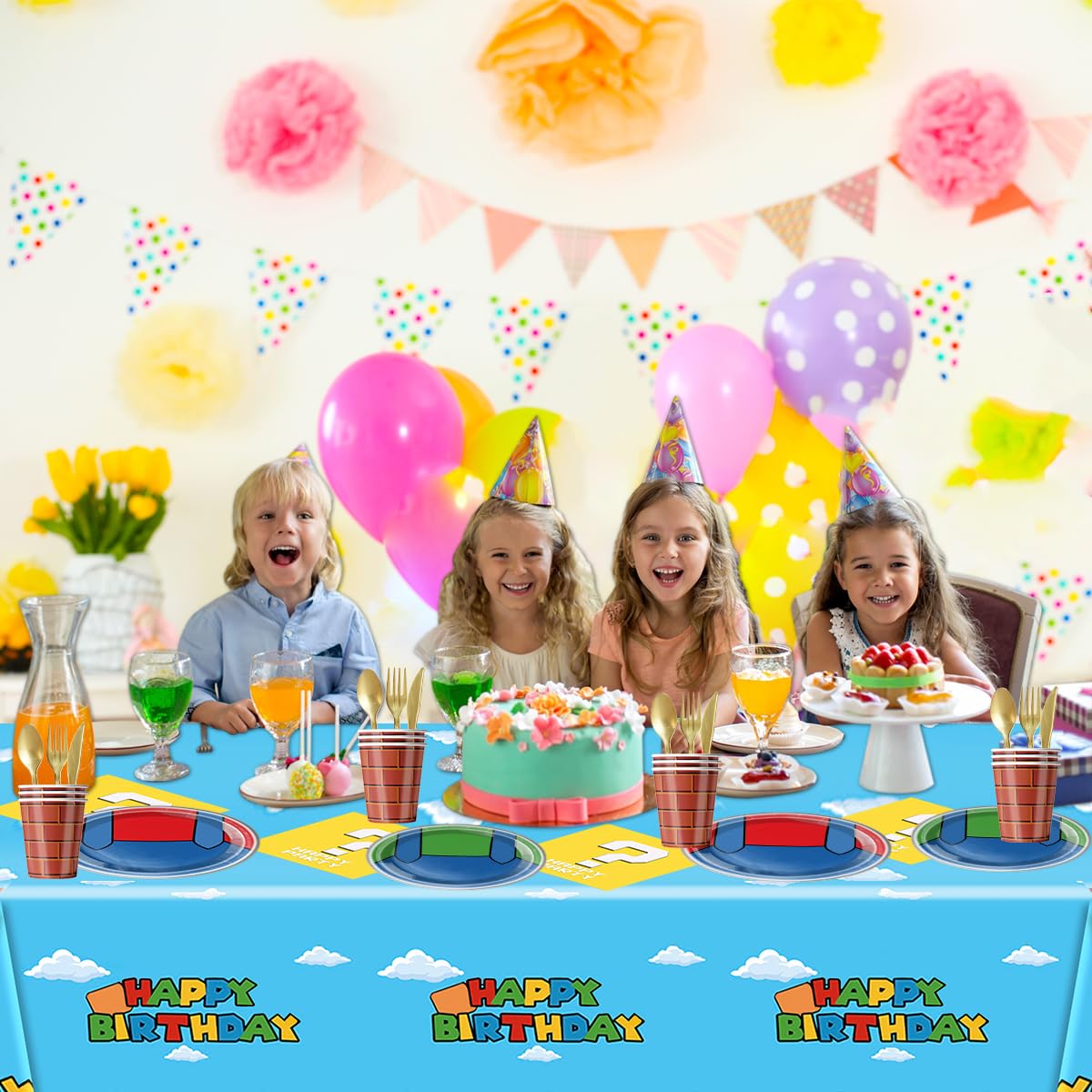OU RUI 81-Pcs Super Brother Party Tableware Set – Decorations & Birthday Supplies