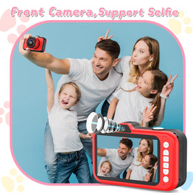CHAKEYAKE Kids Camera – Rotating Zoom Lens, 3.5” Screen, 1080P Toy Camera with 32GB Card