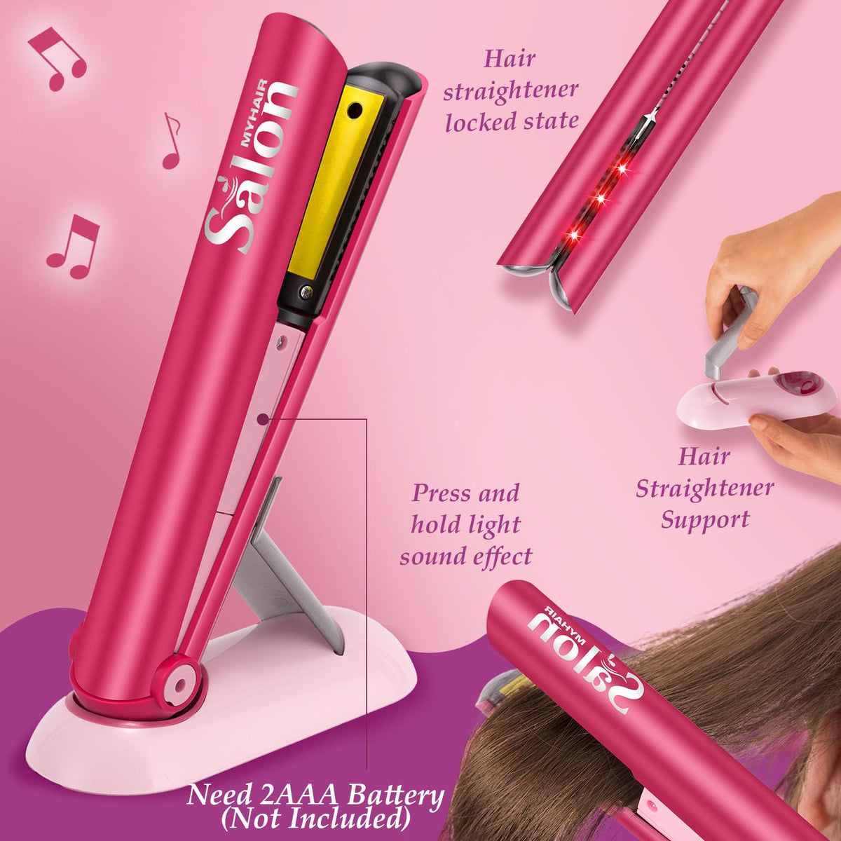 G.C Girls Hair Salon Toys – Pretend Play Hair Styling Kit with Realistic Blow Dryer, Straightener & Apron