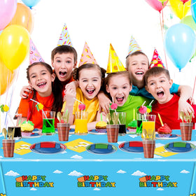 OU RUI 81-Pcs Super Brother Party Tableware Set – Decorations & Birthday Supplies