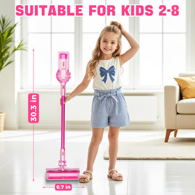 BLAXTEM 4-in-1 Kids Toy Vacuum – Pink with Lights & Sounds, 4 Attachments