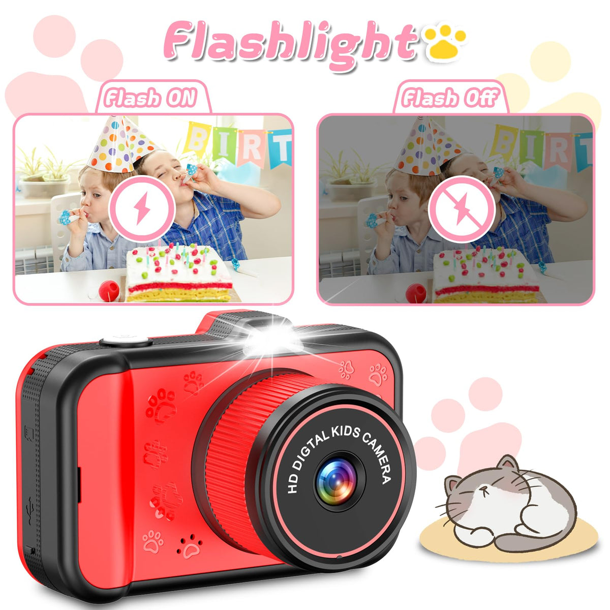CHAKEYAKE Kids Camera – Rotating Zoom Lens, 3.5” Screen, 1080P Toy Camera with 32GB Card