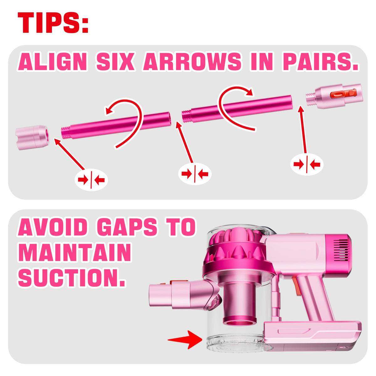 BLAXTEM 4-in-1 Kids Toy Vacuum – Pink with Lights & Sounds, 4 Attachments