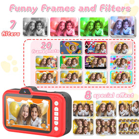 CHAKEYAKE Kids Camera – Rotating Zoom Lens, 3.5” Screen, 1080P Toy Camera with 32GB Card