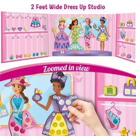 Imagimake DIY Magnetic Dress-Up Princess stickers and stones personalize outfits.