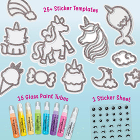 Imagimake glass paints tubes for jelly stickers, vivid colors for glass painting fun.