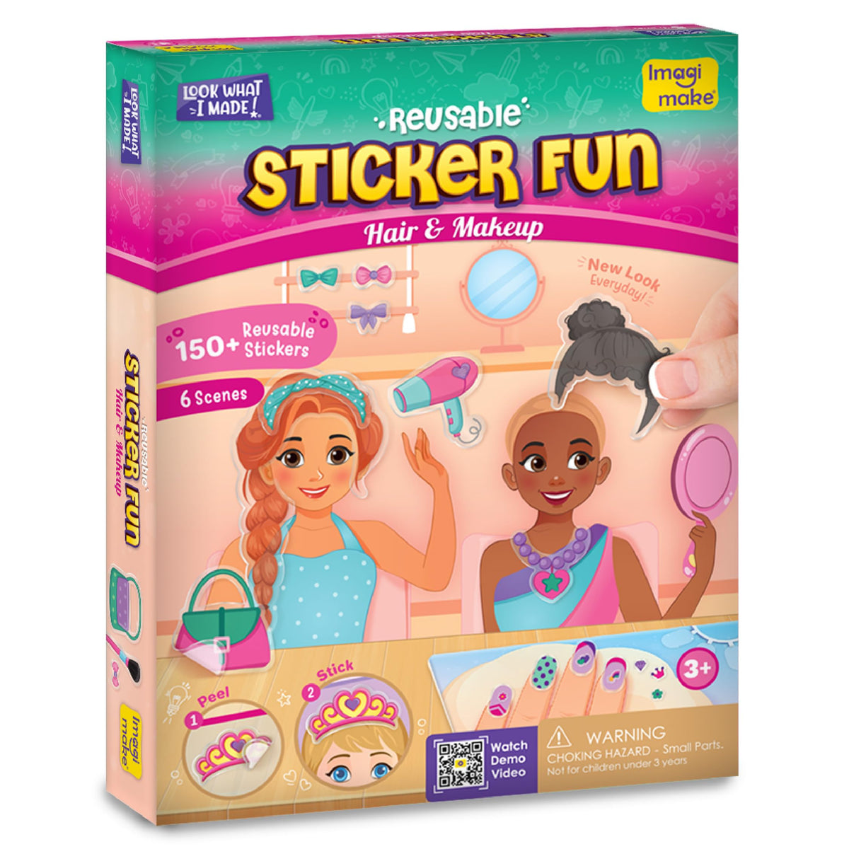 Imagimake Hair Salon scene board with reusable stickers for creative grooming play