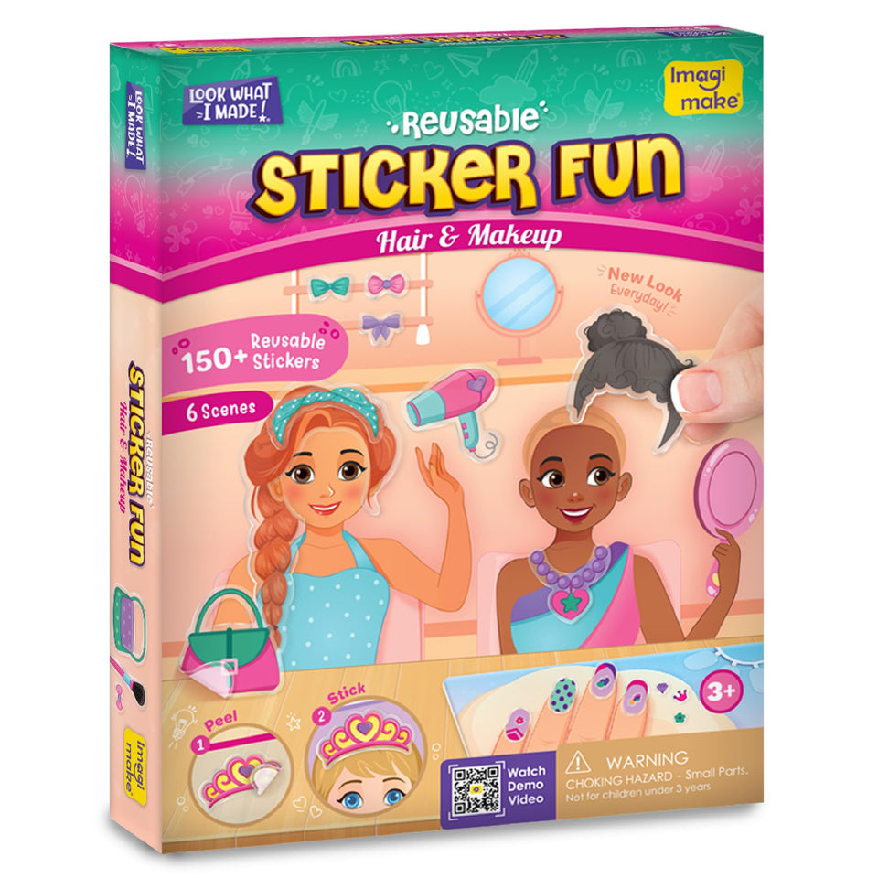 Imagimake Hair Salon scene board with reusable stickers for creative grooming play
