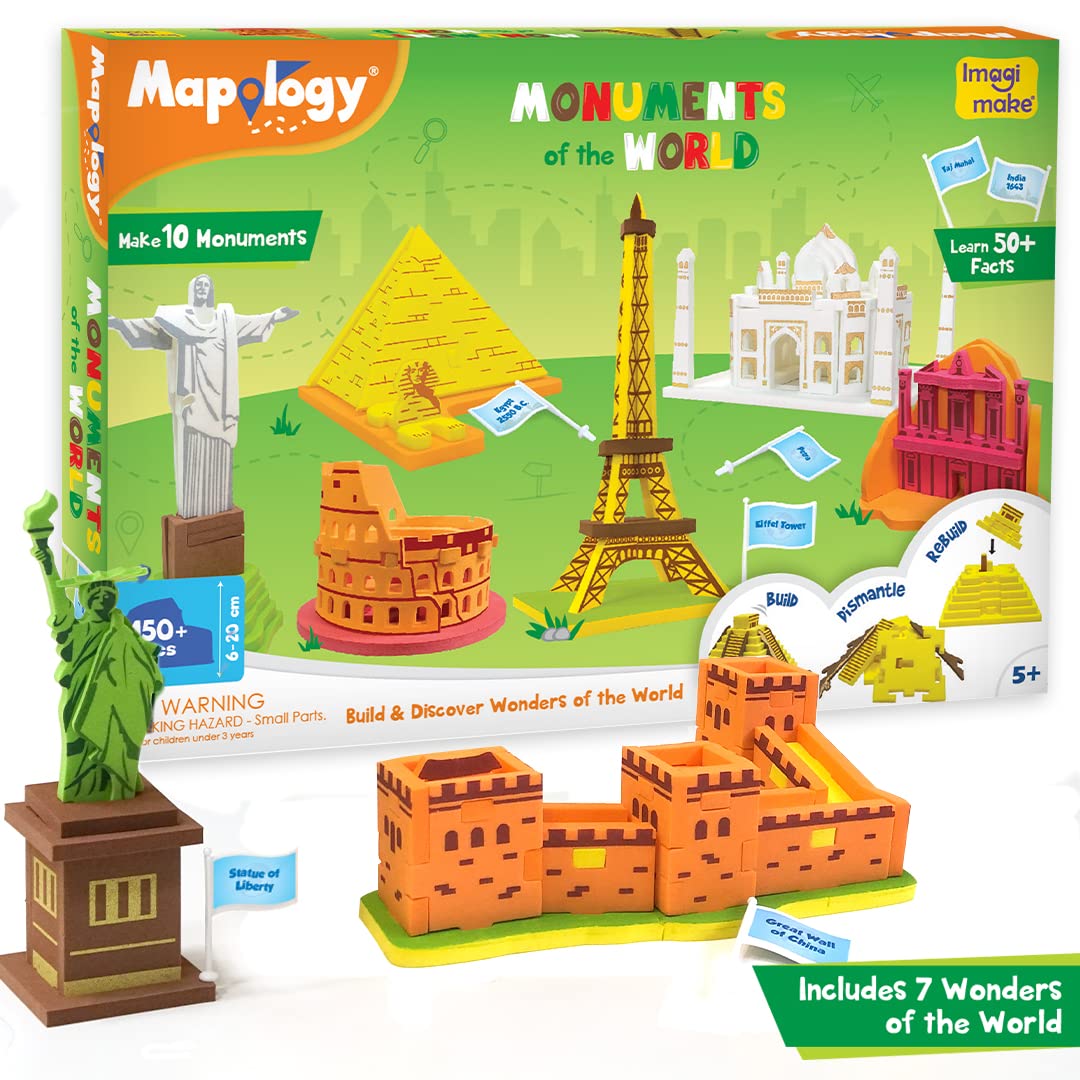 Imagimake Mapology pyramids assembly: educational landmarks puzzle for kids.