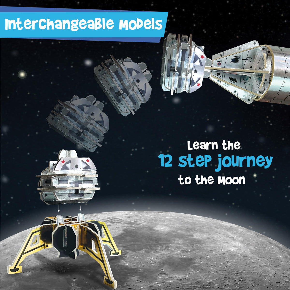 Imagimake Mapology rocket and satellite pieces for customizable builds