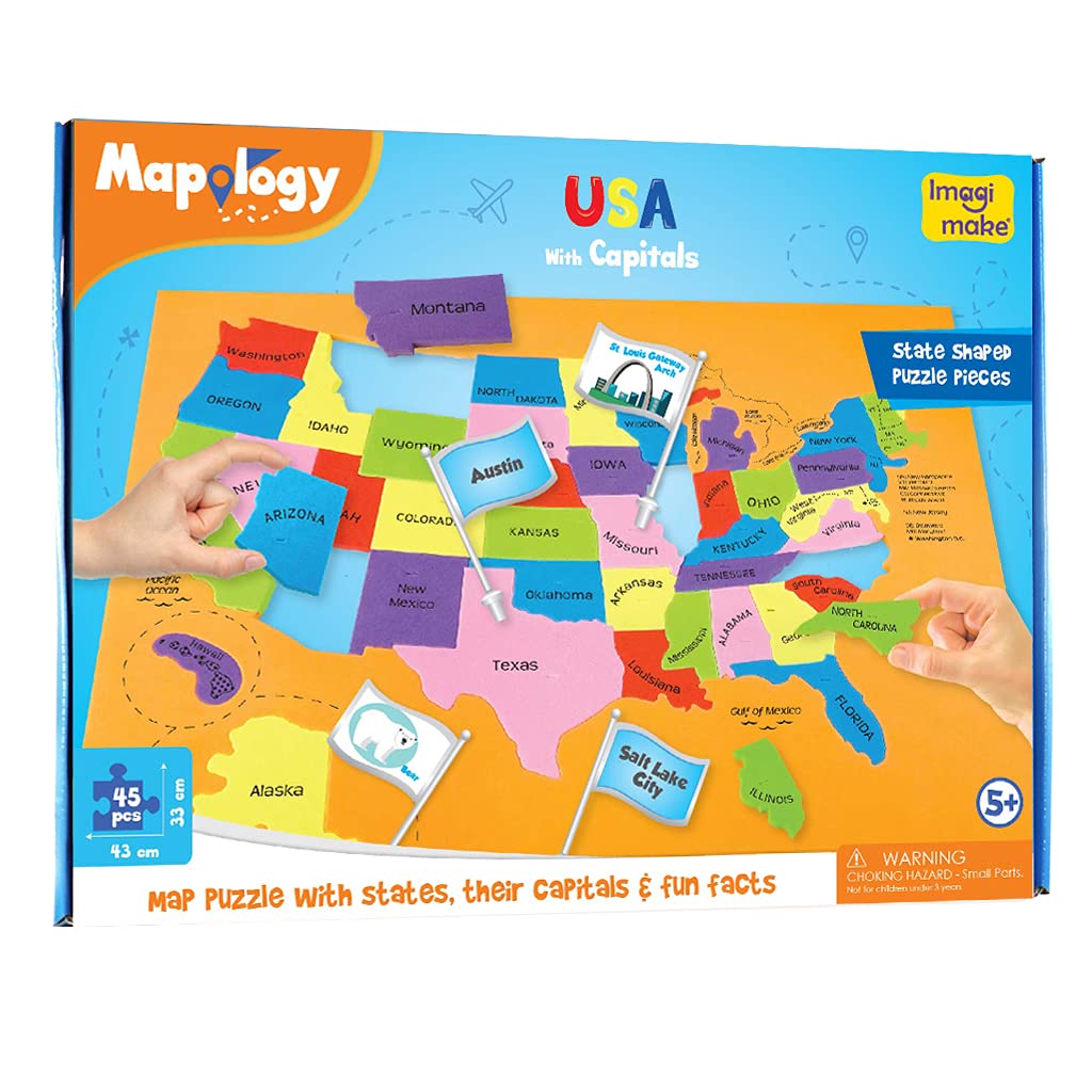 Imagimake Mapology USA puzzle pieces show precise shapes for hands-on geography practice.