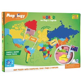 Imagimake Mapology world flags with stickers inviting hands-on flag recognition
