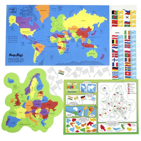 Imagimake Mapology world map with country stickers and capitals for interactive play