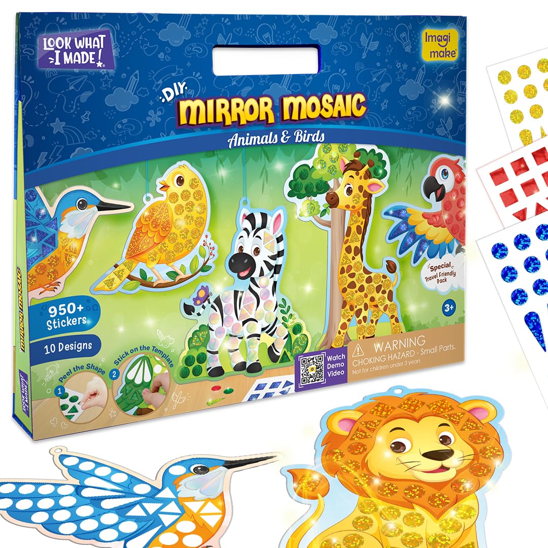 Imagimake Mirror Mosaic Animals design templates for kids to color and learn shapes