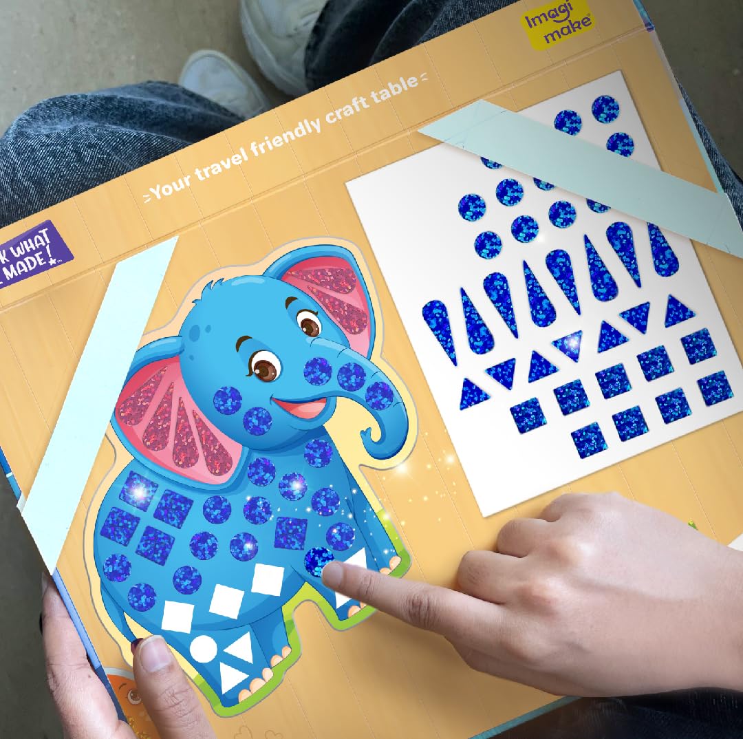 Imagimake Mirror Mosaic Animals kit uses peel-and-stick templates for little hands