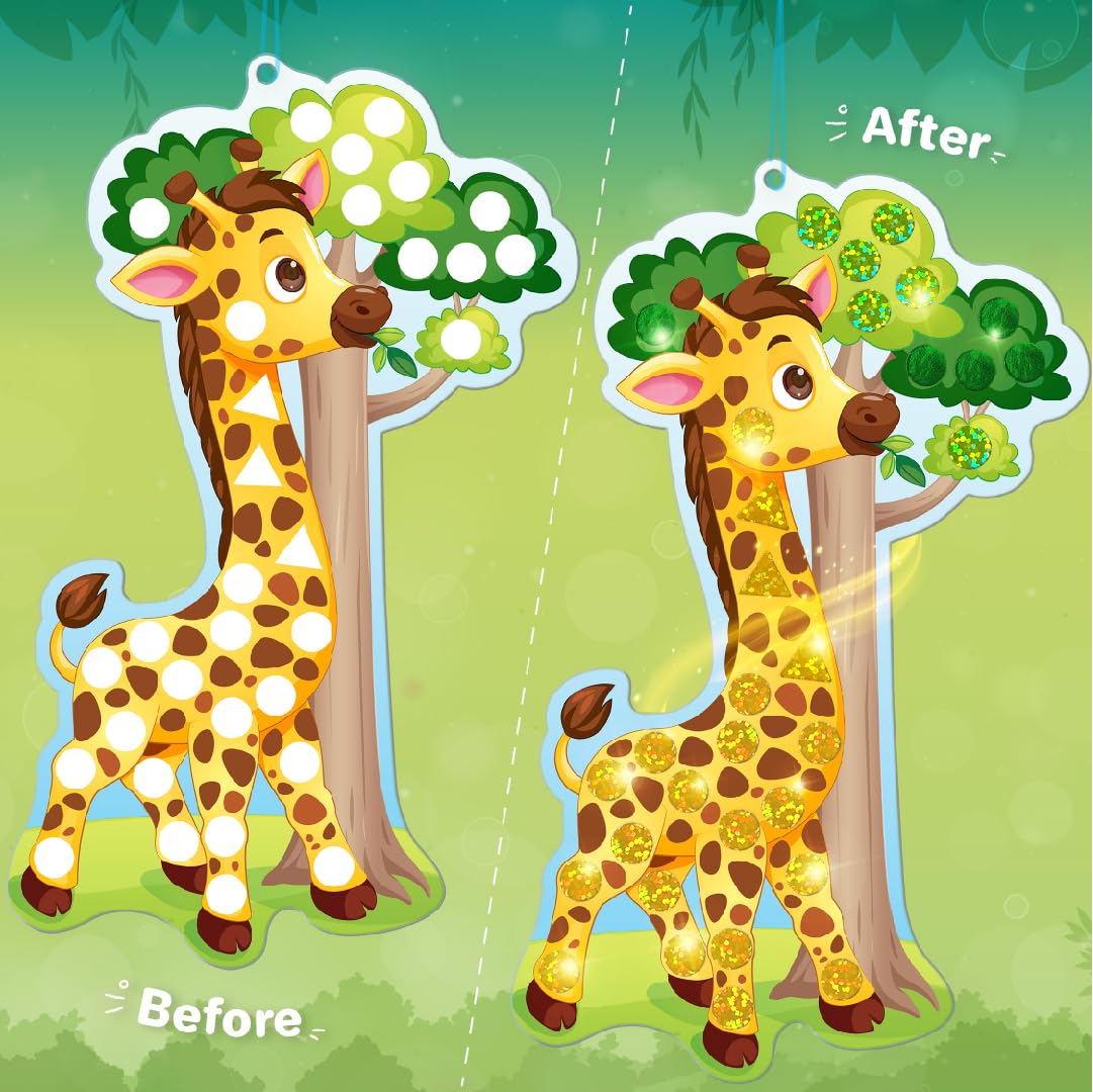 Imagimake Mirror Mosaic Animals stickers add sparkle and rainbow effects for vibrant art