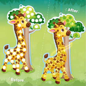 Imagimake Mirror Mosaic Animals stickers add sparkle and rainbow effects for vibrant art