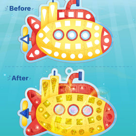 Imagimake Mirror Mosaic holographic stickers enhance dazzling artwork for kids.